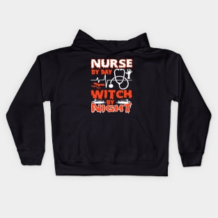 Nurse By Day Witch By Night Halloween Party Costume Kids Hoodie